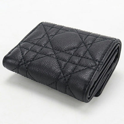 中古 ディオール 三つ折り財布 三折財布 コンパクト レディース ブランド Dior ディオール カロ ハイビスカス ウォレット S5209UWHC_M900 ブラック USDCD119444011
