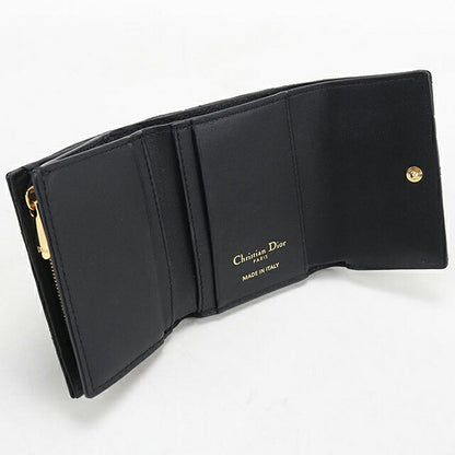中古 ディオール 三つ折り財布 三折財布 コンパクト レディース ブランド Dior ディオール カロ ハイビスカス ウォレット S5209UWHC_M900 ブラック USDCD119444011