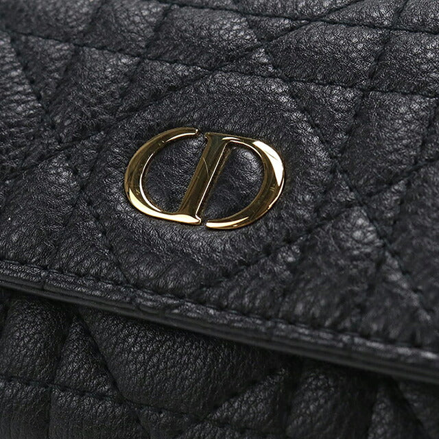 中古 ディオール 三つ折り財布 三折財布 コンパクト レディース ブランド Dior ディオール カロ ハイビスカス ウォレット S5209UWHC_M900 ブラック USDCD119444011
