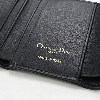 中古 ディオール 三つ折り財布 三折財布 コンパクト レディース ブランド Dior ディオール カロ ハイビスカス ウォレット S5209UWHC_M900 ブラック USDCD119444011