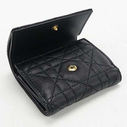 中古 ディオール 三つ折り財布 三折財布 コンパクト レディース ブランド Dior ディオール カロ ハイビスカス ウォレット S5209UWHC_M900 ブラック USDCD119444011