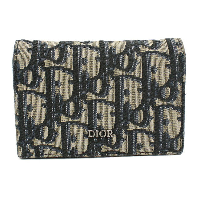 中古 ディオール 名刺入れ メンズ ブランド Dior ディオールオブリーク ビジネスカードホルダー 2ESCH178YSE ネイビー USDCD119600011