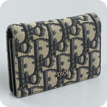 中古 ディオール 名刺入れ メンズ ブランド Dior ディオールオブリーク ビジネスカードホルダー 2ESCH178YSE ネイビー USDCD119600011