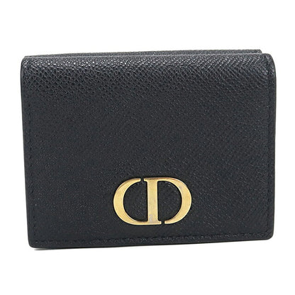 中古 ディオール 三つ折り財布 三折財布 コンパクト レディース ブランド Dior 30 モンテーニュ コンチネンタルウォレット レザー ブラック USDCD120380011