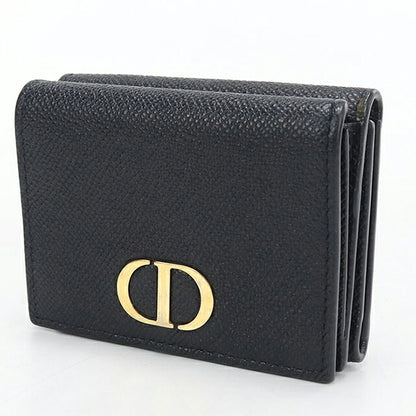 中古 ディオール 三つ折り財布 三折財布 コンパクト レディース ブランド Dior 30 モンテーニュ コンチネンタルウォレット レザー ブラック USDCD120380011