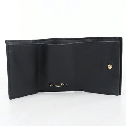 中古 ディオール 三つ折り財布 三折財布 コンパクト レディース ブランド Dior 30 モンテーニュ コンチネンタルウォレット レザー ブラック USDCD120380011