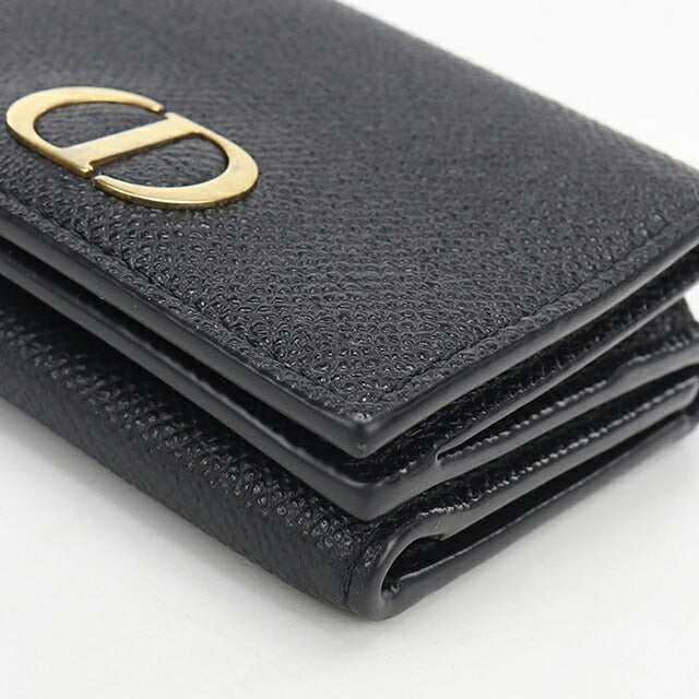 中古 ディオール 三つ折り財布 三折財布 コンパクト レディース ブランド Dior 30 モンテーニュ コンチネンタルウォレット レザー ブラック USDCD120380011