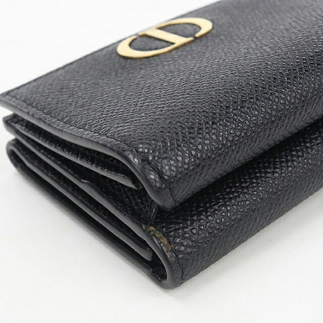 中古 ディオール 三つ折り財布 三折財布 コンパクト レディース ブランド Dior 30 モンテーニュ コンチネンタルウォレット レザー ブラック USDCD120380011