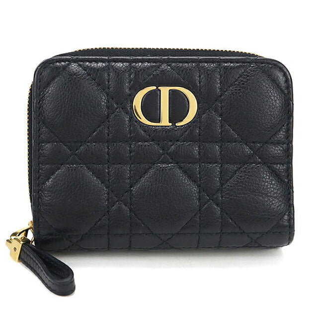 中古 ディオール 二つ折り財布 二折財布 コンパクト レディース ブランド Dior ディオール カロ Scarlet ウォレット S5032UWHC_M900 ブラック USDCD120741011