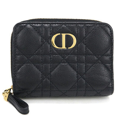 中古 ディオール 二つ折り財布 二折財布 コンパクト レディース ブランド Dior ディオール カロ Scarlet ウォレット S5032UWHC_M900 ブラック USDCD120741011