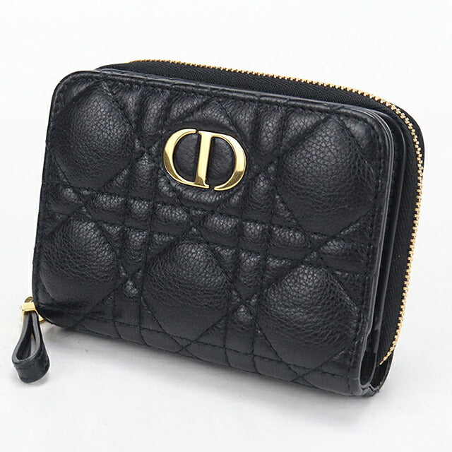中古 ディオール 二つ折り財布 二折財布 コンパクト レディース ブランド Dior ディオール カロ Scarlet ウォレット S5032UWHC_M900 ブラック USDCD120741011
