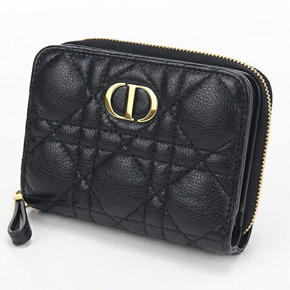 中古 ディオール 二つ折り財布 二折財布 コンパクト レディース ブランド Dior ディオール カロ Scarlet ウォレット S5032UWHC_M900 ブラック USDCD120741011