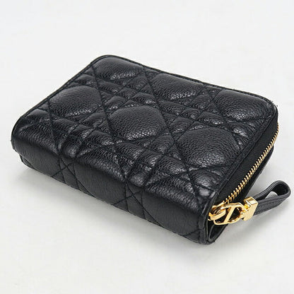 中古 ディオール 二つ折り財布 二折財布 コンパクト レディース ブランド Dior ディオール カロ Scarlet ウォレット S5032UWHC_M900 ブラック USDCD120741011