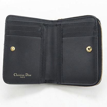 中古 ディオール 二つ折り財布 二折財布 コンパクト レディース ブランド Dior ディオール カロ Scarlet ウォレット S5032UWHC_M900 ブラック USDCD120741011