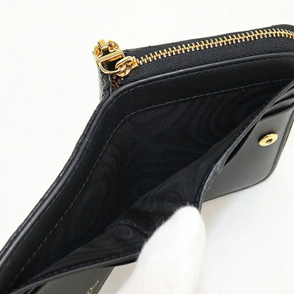 中古 ディオール 二つ折り財布 二折財布 コンパクト レディース ブランド Dior ディオール カロ Scarlet ウォレット S5032UWHC_M900 ブラック USDCD120741011