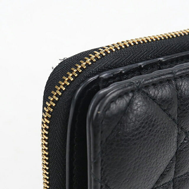 中古 ディオール 二つ折り財布 二折財布 コンパクト レディース ブランド Dior ディオール カロ Scarlet ウォレット S5032UWHC_M900 ブラック USDCD120741011