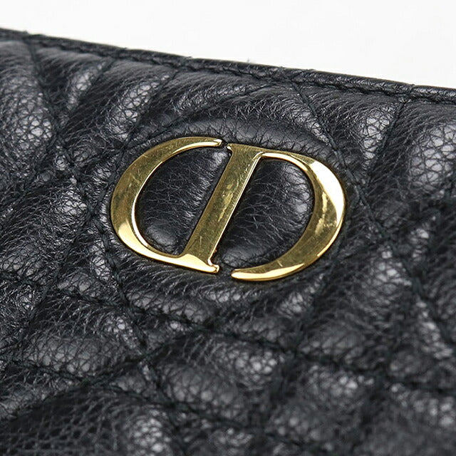 中古 ディオール 二つ折り財布 二折財布 コンパクト レディース ブランド Dior ディオール カロ Scarlet ウォレット S5032UWHC_M900 ブラック USDCD120741011
