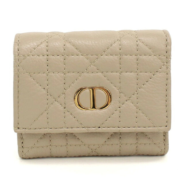 中古 ディオール 三つ折り財布 三折財布 コンパクト レディース ブランド Dior ディオール カロ ハイビスカス ウォレット S5938OUTE ベージュ USDCD120974011