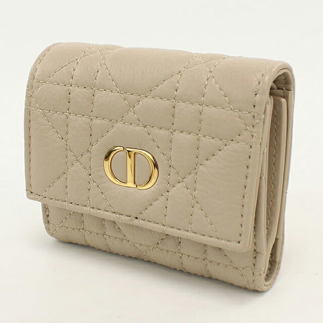 中古 ディオール 三つ折り財布 三折財布 コンパクト レディース ブランド Dior ディオール カロ ハイビスカス ウォレット S5938OUTE ベージュ USDCD120974011