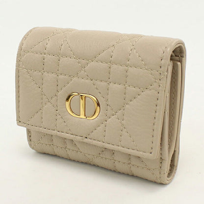 中古 ディオール 三つ折り財布 三折財布 コンパクト レディース ブランド Dior ディオール カロ ハイビスカス ウォレット S5938OUTE ベージュ USDCD120974011