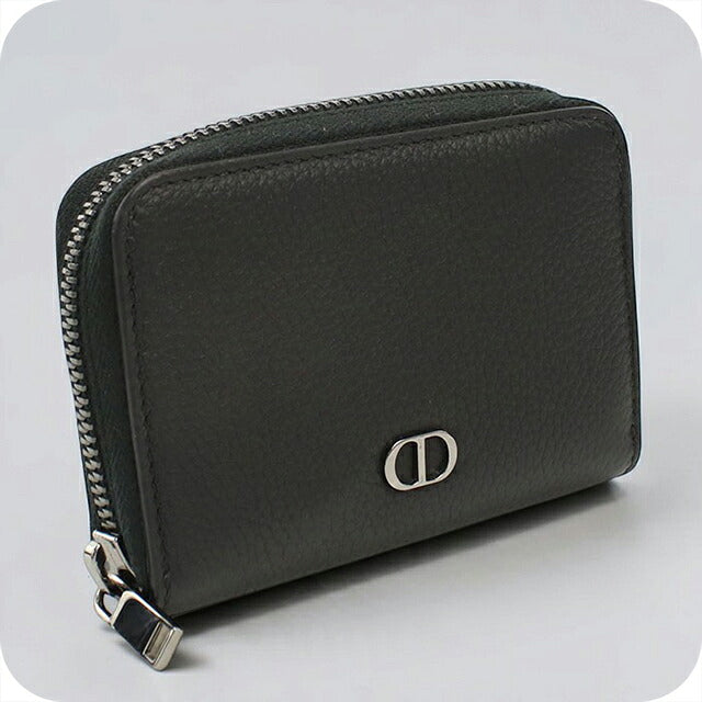 二手 Dior 零钱包男士品牌 Dior CD 图标拉链零钱包黑色 USDCD121303011