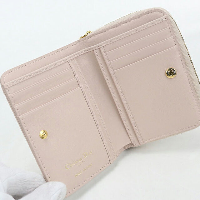 中古 ディオール 二つ折り財布 二折財布 コンパクト レディース ブランド Dior ディオール カロ スカーレット ウォレット S5652CCEH ピンク USDCD121428011