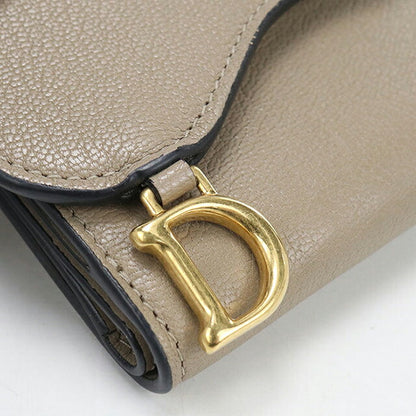 中古 ディオール 三つ折り財布 三折財布 コンパクト レディース ブランド Dior サドル ロータス ウォレット S5652CCEH ベージュ USDCD121429011