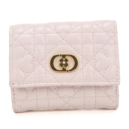 二手 Dior 三折钱包 三折钱包 紧凑女式品牌 Dior Dior Karo Hibiscus 钱包皮革粉色 USDCD121577011
