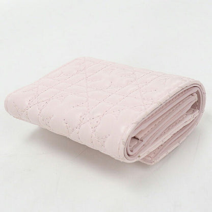 二手 Dior 三折钱包 三折钱包 紧凑女式品牌 Dior Dior Karo Hibiscus 钱包皮革粉色 USDCD121577011