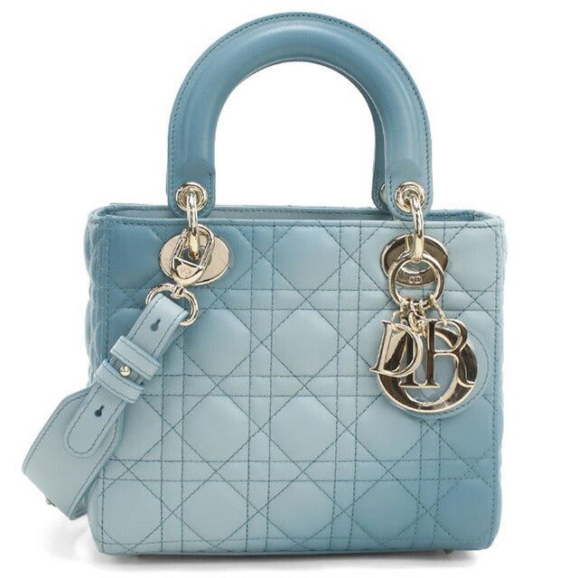 二手 Dior 手提包 女士品牌 Dior Lady Dior 包小号 2WAY M0538 ONGE 蓝色包 USDCD92941011