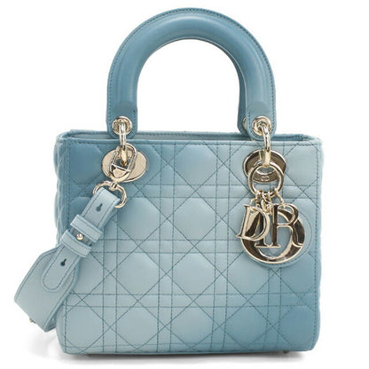 二手 Dior 手提包 女士品牌 Dior Lady Dior 包小号 2WAY M0538 ONGE 蓝色包 USDCD92941011