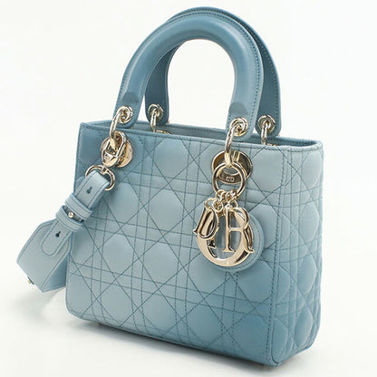 二手 Dior 手提包 女士品牌 Dior Lady Dior 包小号 2WAY M0538 ONGE 蓝色包 USDCD92941011