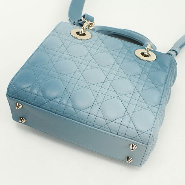二手 Dior 手提包 女士品牌 Dior Lady Dior 包小号 2WAY M0538 ONGE 蓝色包 USDCD92941011