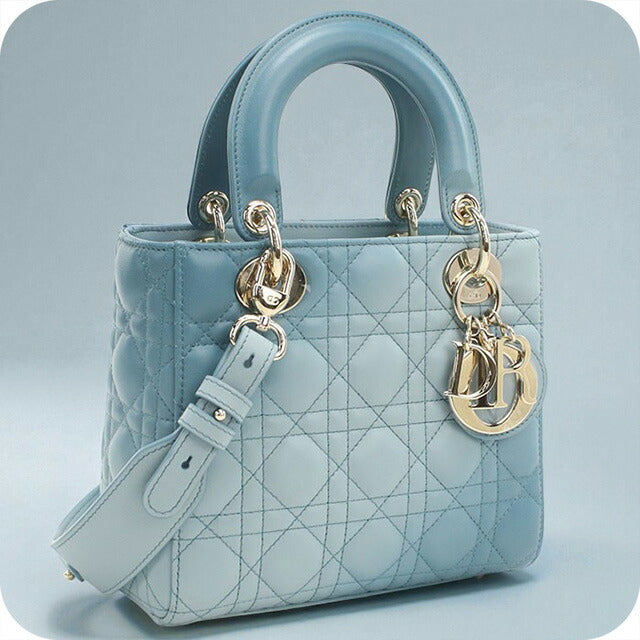 二手 Dior 手提包 女士品牌 Dior Lady Dior 包小号 2WAY M0538 ONGE 蓝色包 USDCD92941011