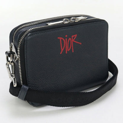 中古 ディオール 斜め掛け ショルダーバッグ メンズ ブランド Dior ステューシー コラボ レザー ネイビー バッグ USDCD93448011