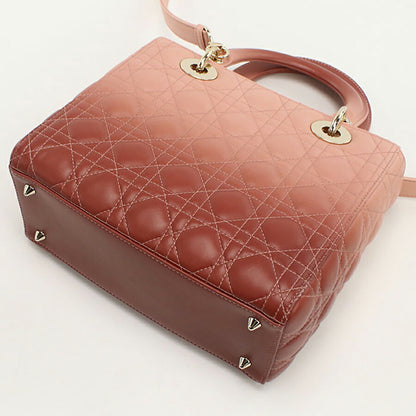中古 ディオール ハンドバッグ レディース ブランド Dior レディディオール ミディアム ピンク バッグ USDCD93978011