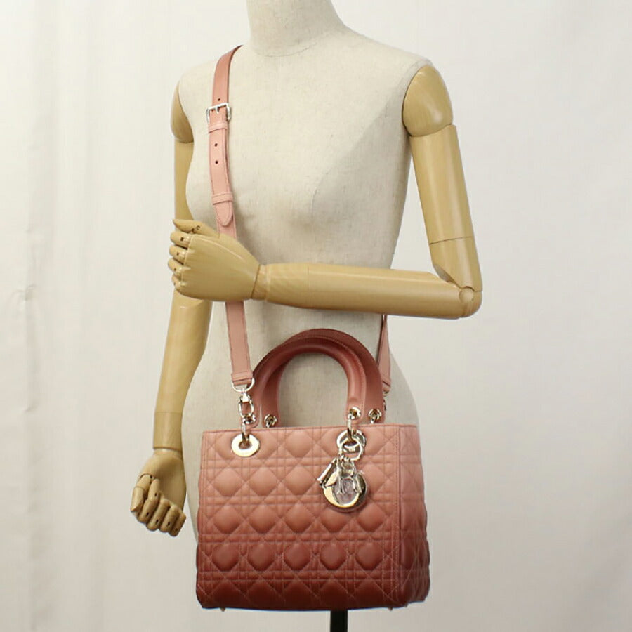 中古 ディオール ハンドバッグ レディース ブランド Dior レディディオール ミディアム ピンク バッグ USDCD93978011