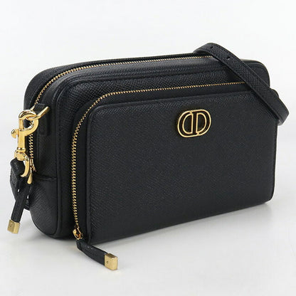 中古 ディオール 斜め掛け ショルダーバッグ レディース ブランド Dior ディオール カロ ダブルポーチ レザー S7431UBAE ブラック バッグ USDCD95140011
