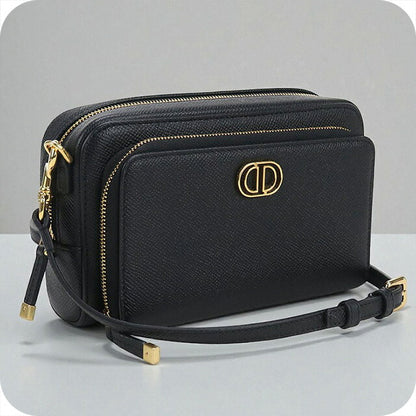 中古 ディオール 斜め掛け ショルダーバッグ レディース ブランド Dior ディオール カロ ダブルポーチ レザー S7431UBAE ブラック バッグ USDCD95140011