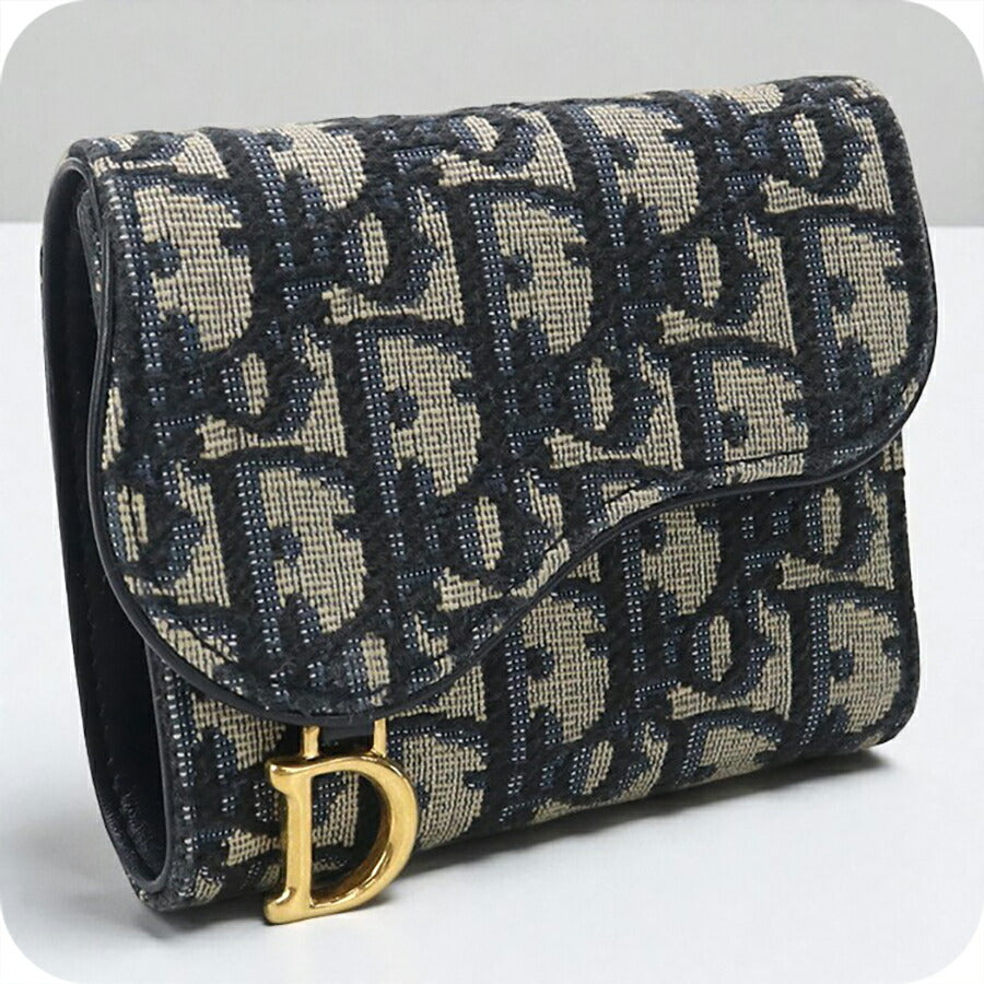 中古 ディオール 三折財布 レディース ブランド Dior サドル ニンファエア ウォレット S5912 CTZQ_M928 ネイビー 財布 USDCD96644011