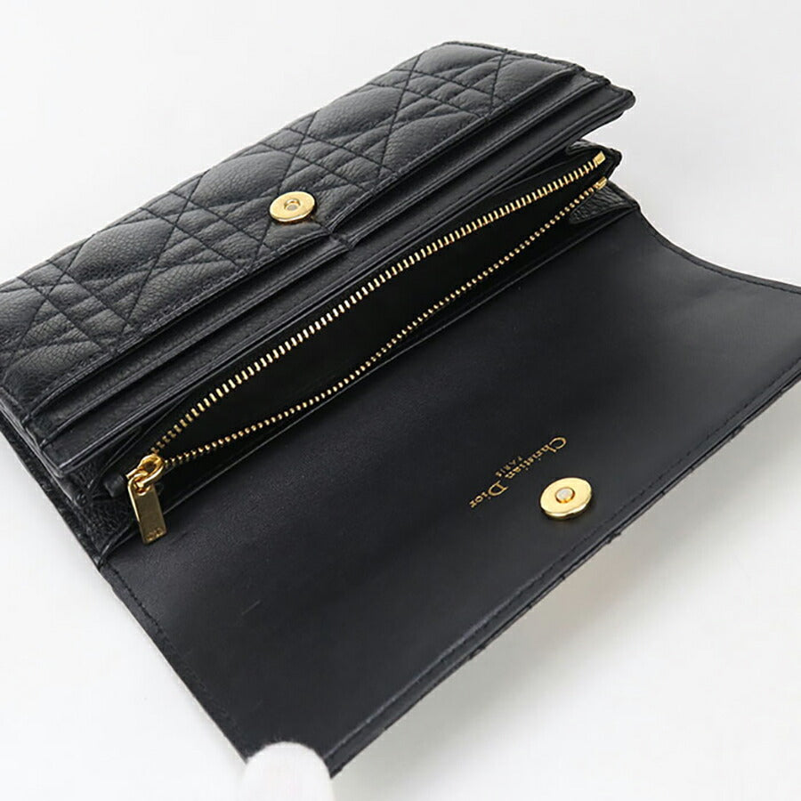中古 ディオール 長財布ニ折小銭入付き レディース ブランド Dior ディオール カロ Orchid ロングウォレット S5039 UWHC M900 ブラック USDCD96688011