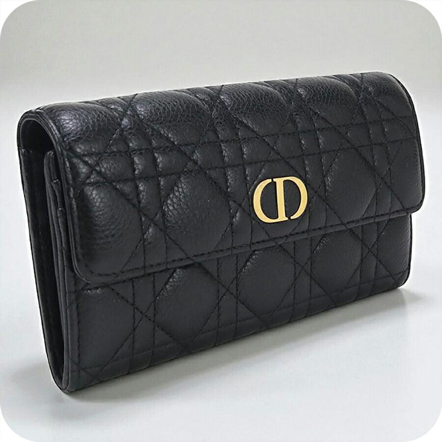 中古 ディオール 長財布ニ折小銭入付き レディース ブランド Dior ディオール カロ Orchid ロングウォレット S5039 UWHC M900 ブラック USDCD96688011