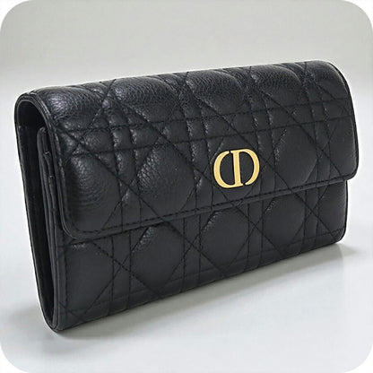 中古 ディオール 長財布ニ折小銭入付き レディース ブランド Dior ディオール カロ Orchid ロングウォレット S5039 UWHC M900 ブラック USDCD96688011