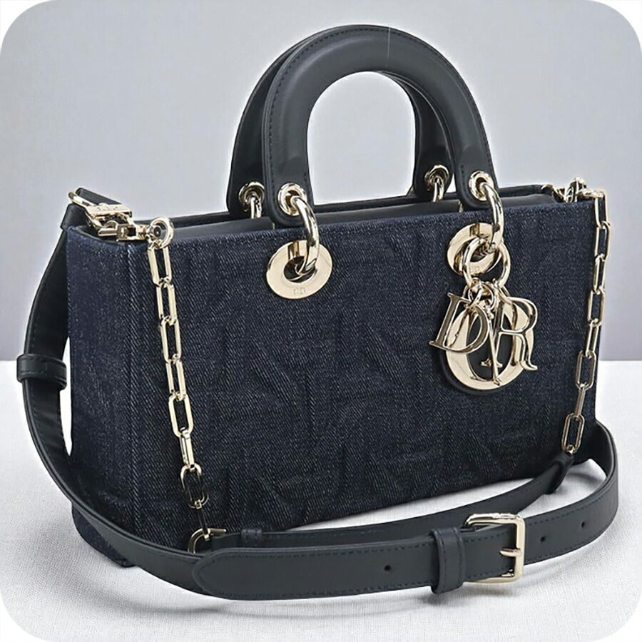 中古 ディオール ハンドバッグ レディース ブランド Dior レディ D-ジョイ ミディアム 2WAY M0540 ネイビー バッグ USDCD96715011