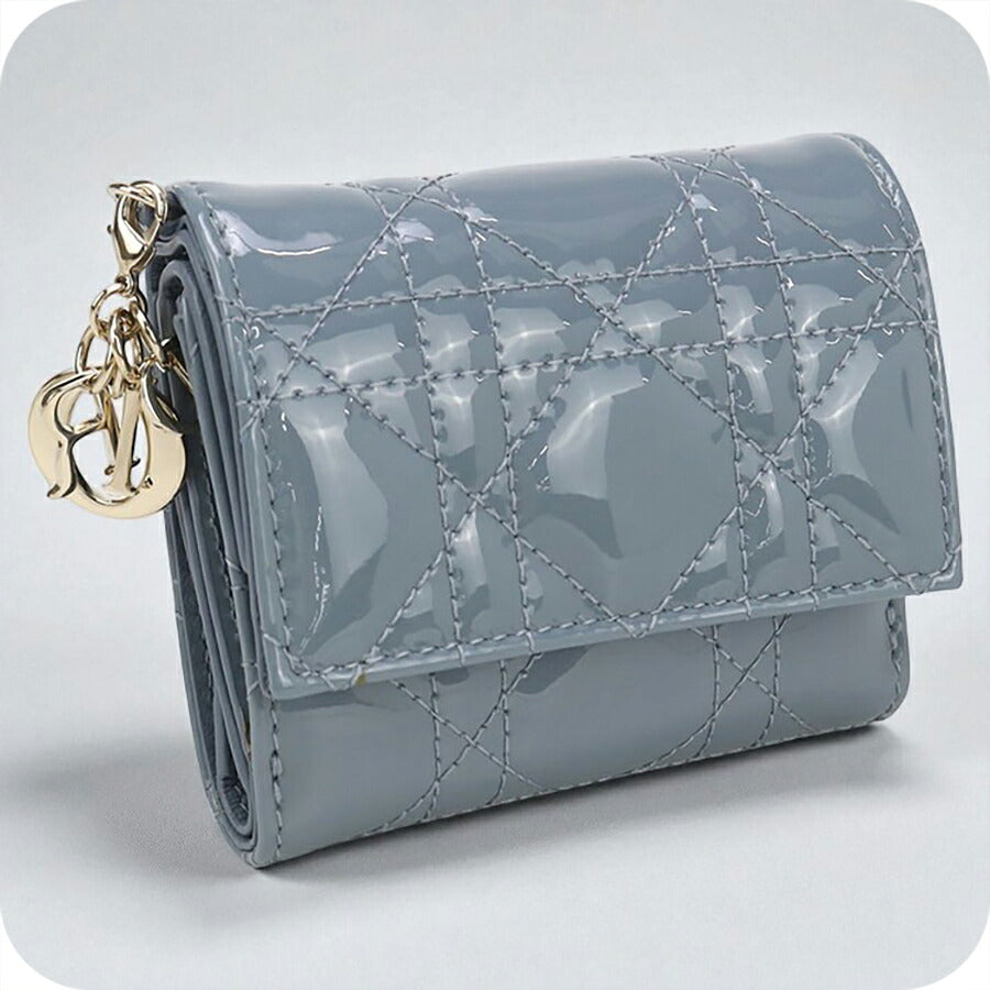 中古 ディオール 三折財布 レディース ブランド Dior レディディオール Lotus ウォレット S0181 OVRB ブルー 財布 USDCD96748011