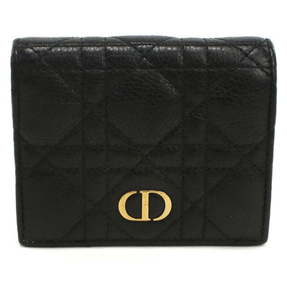 中古 ディオール 二折財布 レディース ブランド Dior ディオール カロ 二つ折り ウォレット レザー ブラック 財布 USDCD97360011