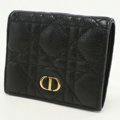 中古 ディオール 二折財布 レディース ブランド Dior ディオール カロ 二つ折り ウォレット レザー ブラック 財布 USDCD97360011