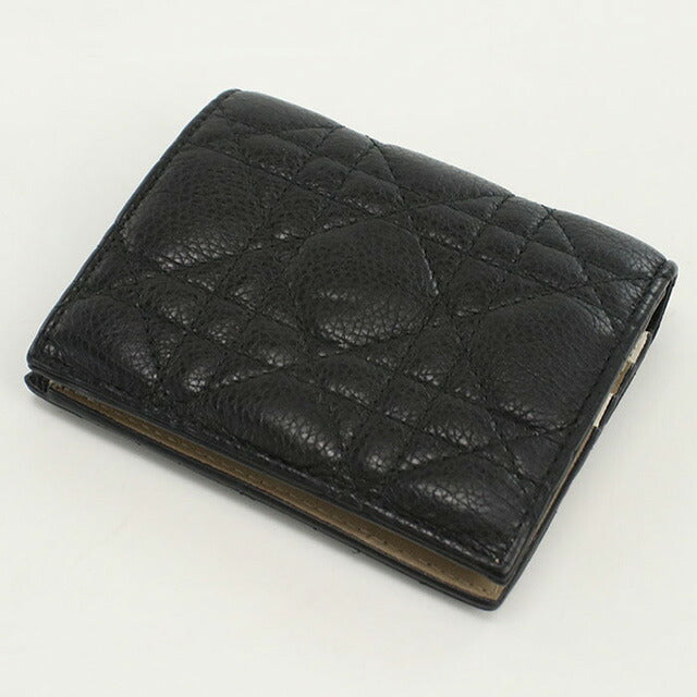 中古 ディオール 二折財布 レディース ブランド Dior ディオール カロ 二つ折り ウォレット レザー ブラック 財布 USDCD97360011