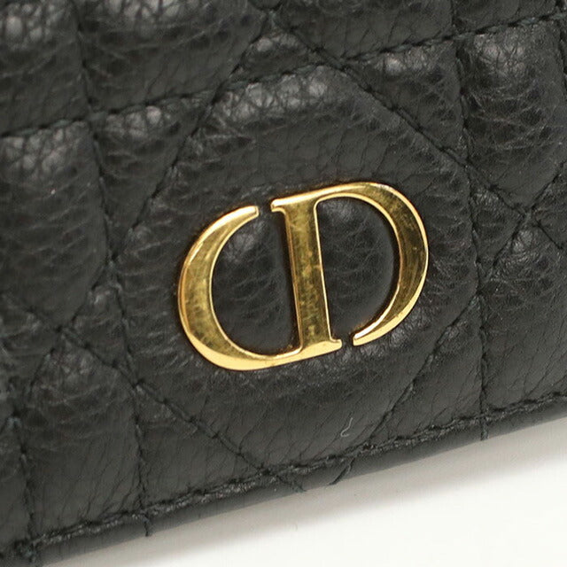 中古 ディオール 二折財布 レディース ブランド Dior ディオール カロ 二つ折り ウォレット レザー ブラック 財布 USDCD97360011
