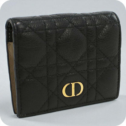 中古 ディオール 二折財布 レディース ブランド Dior ディオール カロ 二つ折り ウォレット レザー ブラック 財布 USDCD97360011
